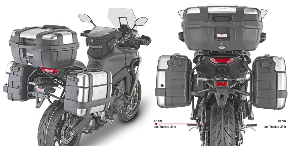 Givi PLO2159MK PL ONE-FIT Side Case Pannier Holder for Yamaha Tracer 9/Tracer 9 GT 21-23 w/Monokey Cases