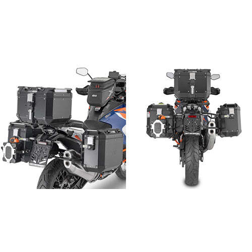 Givi PLO7713CAM PL ONE-FIT Side Case Pannier Holder for KTM 1290 Super Adventure R/S 21-23 w/Monokey Cam Side Trekker Outback Cases