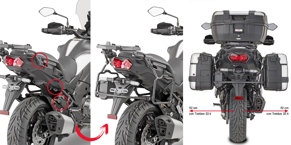 Givi PLR4126 Rapid Release Side Case Pannier Holder for Kawasaki Versys 1000/Versys 1000 SE 19-23 w/Monokey Cases