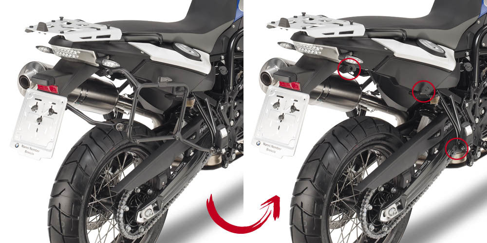 Givi PLR5103 Rapid Release Side Case Pannier Holder for BMW F 650 GS/F 800 GS 08-17/F 700 GS 13-17 w/Monokey & Retro Fit Cases