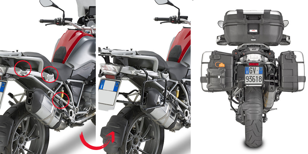 Givi PLR5108 Rapid Release Side Case Pannier Holder for BMW R 1200 GS/R 1200 GS Adventure 13-18/R 1250 GS/Adventure 19-23 w/Monokey & Retro Fit Cases