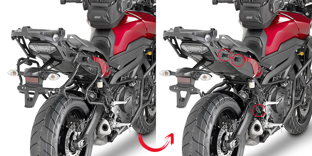 Givi PLXR2122 Rapid Release Side Case Pannier Holder for Yamaha MT-09 Tracer 15-17 w/V35/V37 Monokey Side Cases