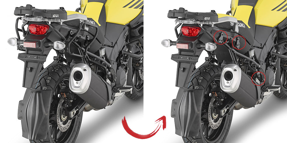 Givi PLXR3114 Rapid Release Side Case Pannier Holder for Suzuki DL 1000 V-Strom 17-19 w/V35/V37 Monokey Side Cases