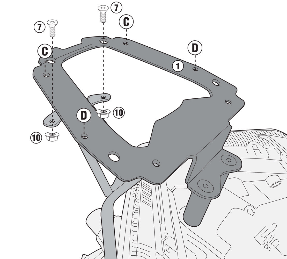 Givi SR2138 Top Case Rear Rack for Yamaha X-Max 400 18-21 w/Monolock & Monokey Top Cases