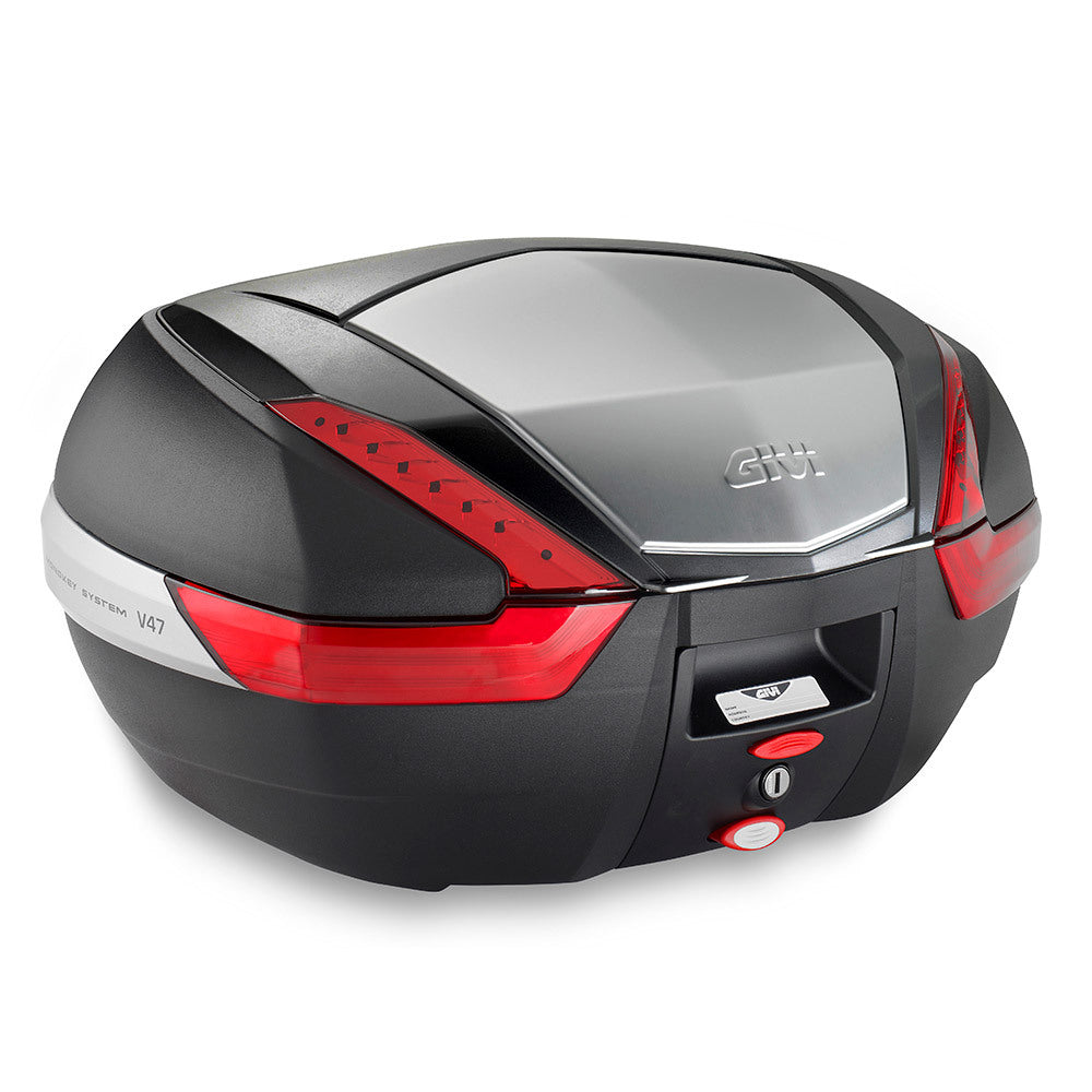 Givi V47N V47 Monokey 47L Top Case Black w/Anodised Aluminium Finishing & Red Reflectors