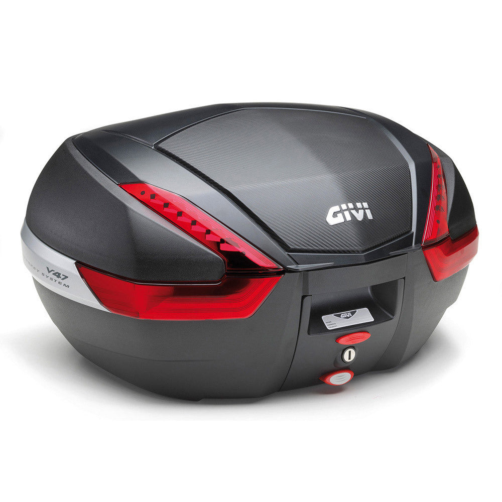 Givi V47NN V47 Monokey 47L Top Case Black w/Carbon Pattern Finishing & Red Reflector