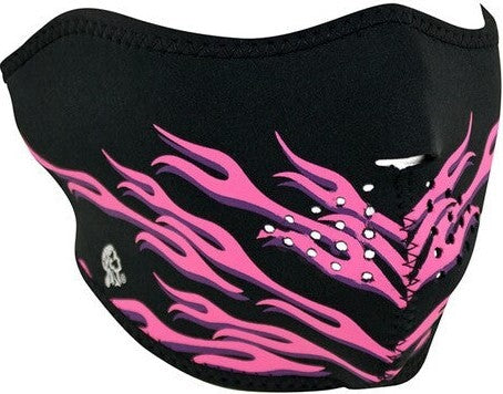 ZanHeadgear Half Face Pink Flames Neoprene Mask