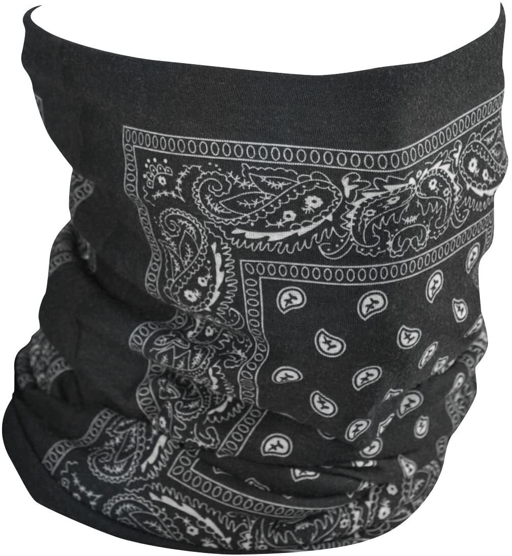 ZanHeadgear Motley Black Paisley Tube Fleece