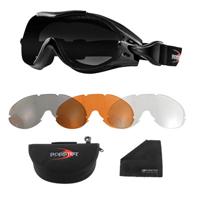 Bobster Eyewear Phoenix Goggles w/Smoked/Amber & Clear Lenses & OTG Ready (over-the-glasses)