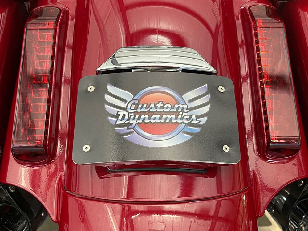 Custom Dynamics CD-CDCVOMOUNTC Curved Radius Number Plate Backing Plate Chrome for CVO Touring 23-Up/Street Glide/Road Glide 24-Up