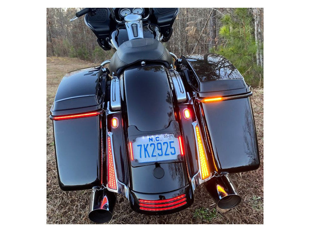 Custom Dynamics CD-CDFASCIADCBCMC LED Fascia Panels w/Red Run/Brake & Amber Turn w/Smoke Lens & Chrome Housing for Street/Road Glide/Road King Special