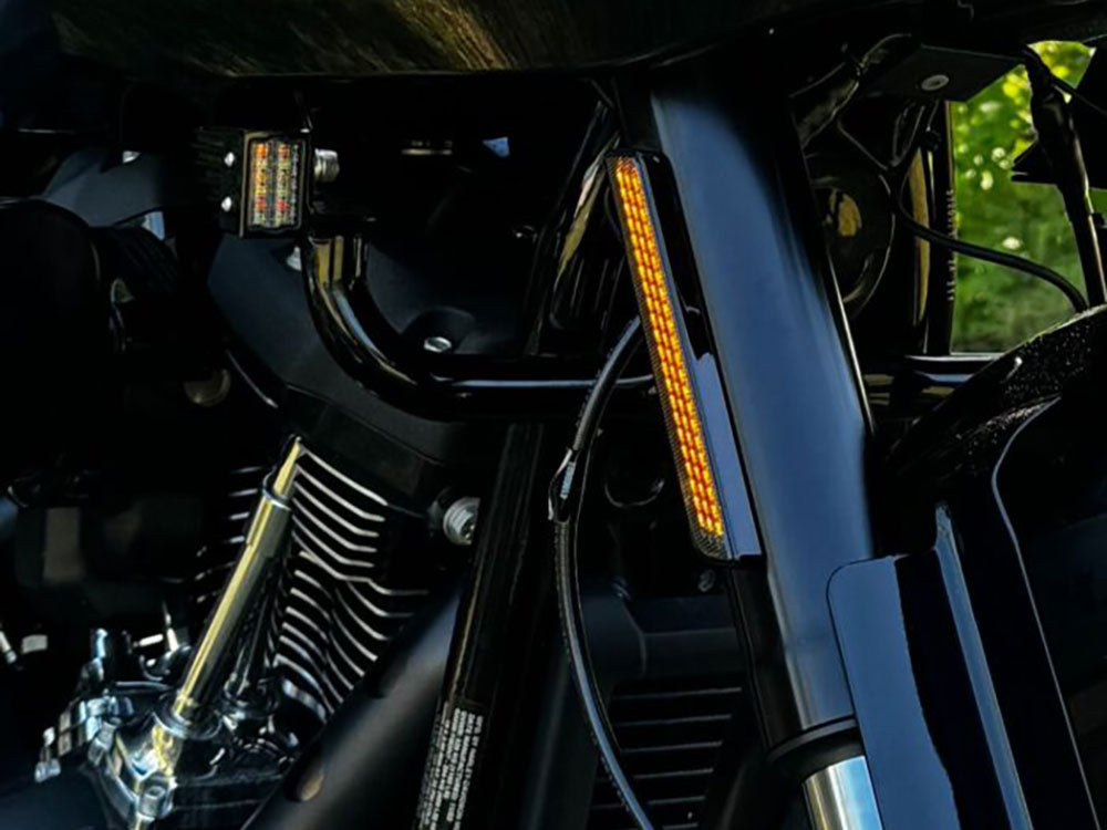 Custom Dynamics CD-CDFORKLRSTSB Amber LED Fork Lights w/Smoke Lens & Black Housing for Low Rider ST 22-Up