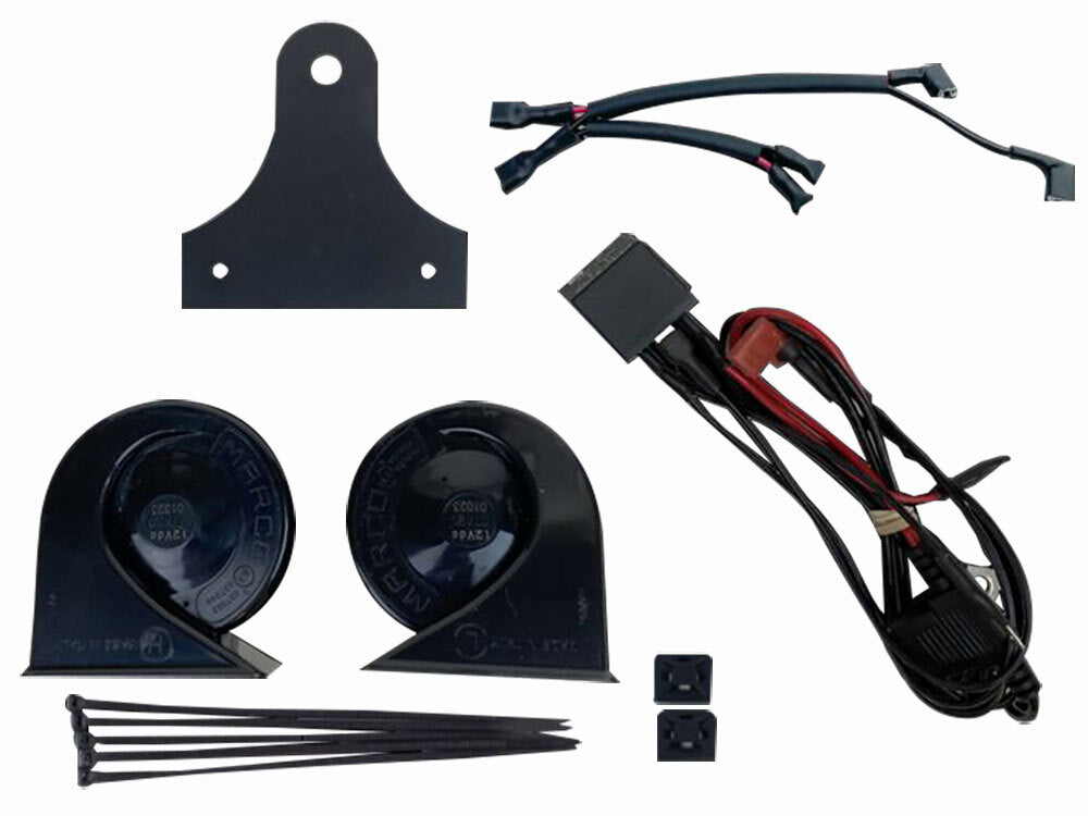 Custom Dynamics CD-CDHORNDUAL Electromagnetic 109db Horn Kit Black for Touring 92-Up/Big Twin 92-17/Sportster 92-21