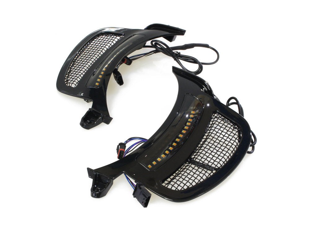 Custom Dynamics CD-CDRGVAW2BB Dynamic LED Vent Inserts w/Amber & White LEDs Black w/Black Mesh for Road Glide 15-23