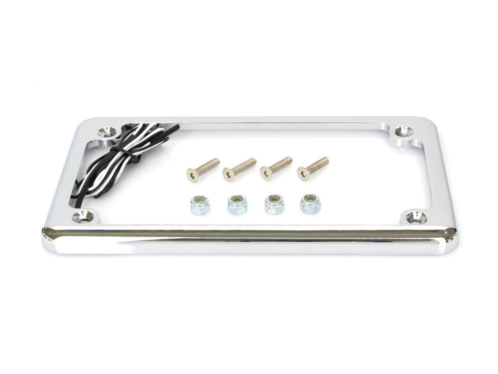 Custom Dynamics CD-LPFHRZCLP Flat Low Profile Number Plate Frame w/LED Illumination Chrome