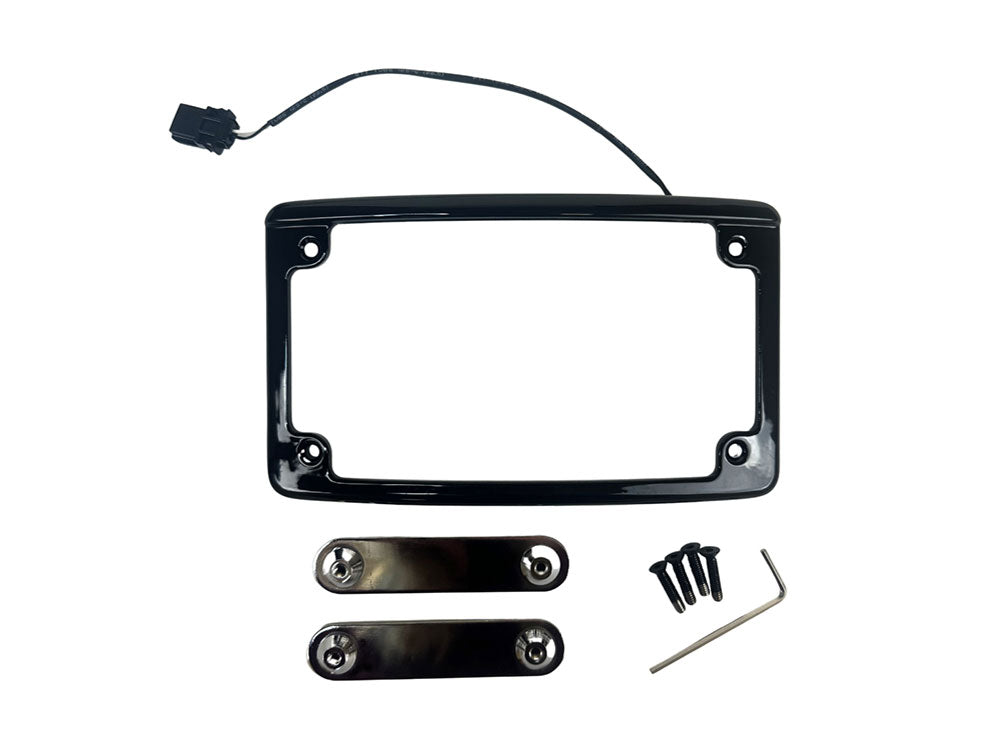 Custom Dynamics CD-LPFRAD23CVOB Curved Number Plate Frame w/Number Plate Light Only Black for CVO Touring 23-Up/Street Glide/Road Glide 24-Up