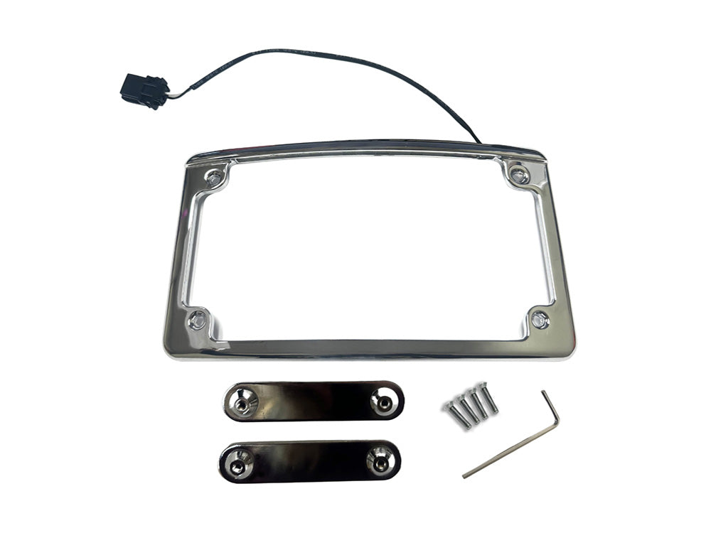 Custom Dynamics CD-LPFRAD23CVOC Curved Number Plate Frame w/Number Plate Light Only Chrome for CVO Touring 23-Up/Street Glide/Road Glide 24-Up
