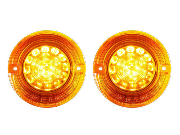 Custom Dynamics CD-PBA1156T ProBeam LED Amber Turn Signal Inserts w/Amber Lenses for Front & Rear on most FL 86-Up Models w/Flat Style Indicators