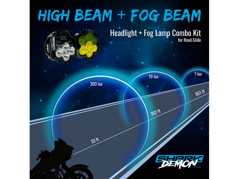 Custom Dynamics CD-SD2RGYW Shark Demon 2 Performance LED Headlight Kit White/Yellow for Road Glide 15-23