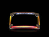 Custom Dynamics CD-TF05C Curved Number Plate Frame w/LED Amber Turn Signals & Red Brake Light Chrome