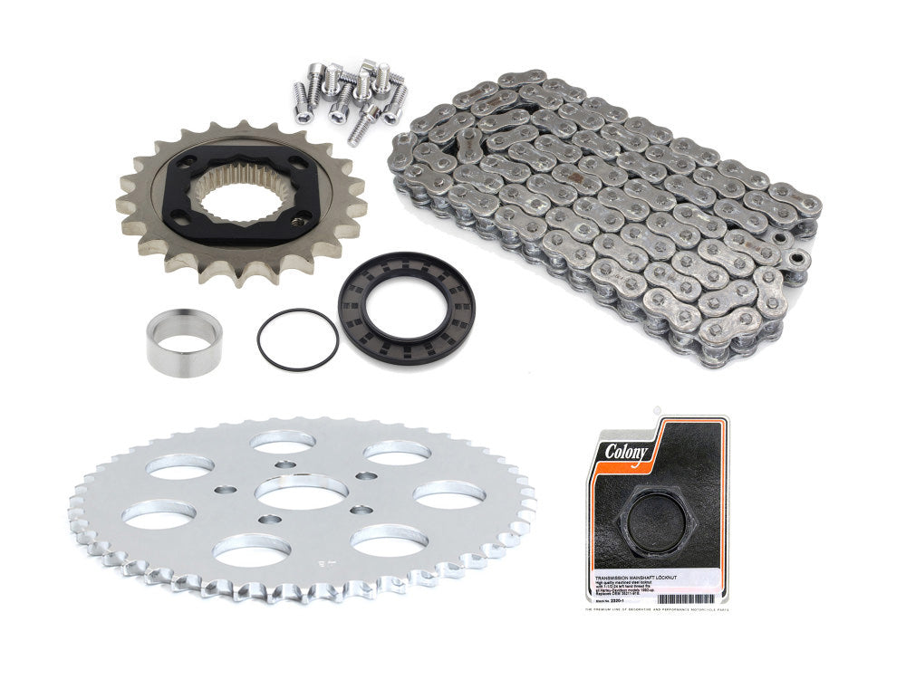 RSS CHAIN CONV-00 Rear Drive Belt to Chain Conversion Kit for Harley-Davidson Sportster 91-99 Models (Chrome Rear Sprocket & Final Drive Ratio = 2.18:1)