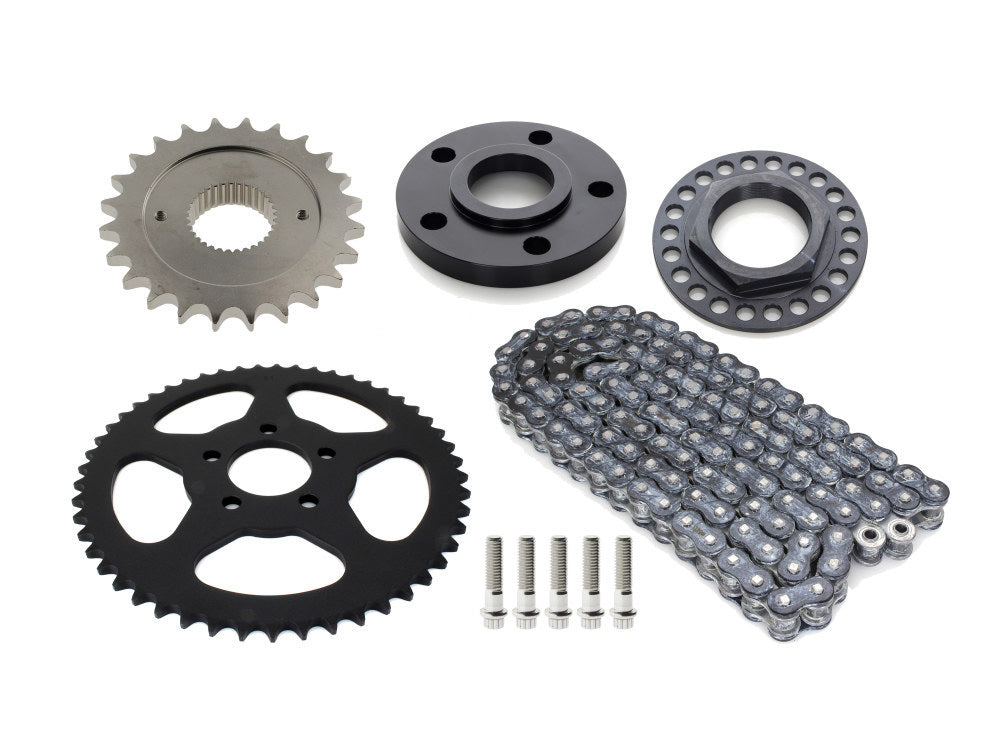 RSS CHAIN CONV-03-BLK Rear Drive Belt to Chain Conversion Kit for Harley-Davidson Sportster 06-22 Models (Black Rear Sprocket & Final Drive Ratio = 2.12:1)