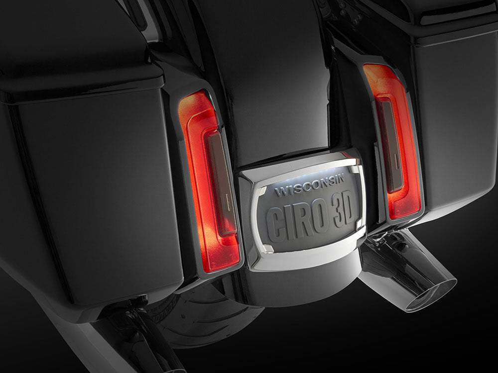 Ciro3D CIR-40500 Curved Number Plate Frame w/Number Plate Light Only Chrome for CVO Touring 23-Up/Street Glide/Road Glide 24-Up