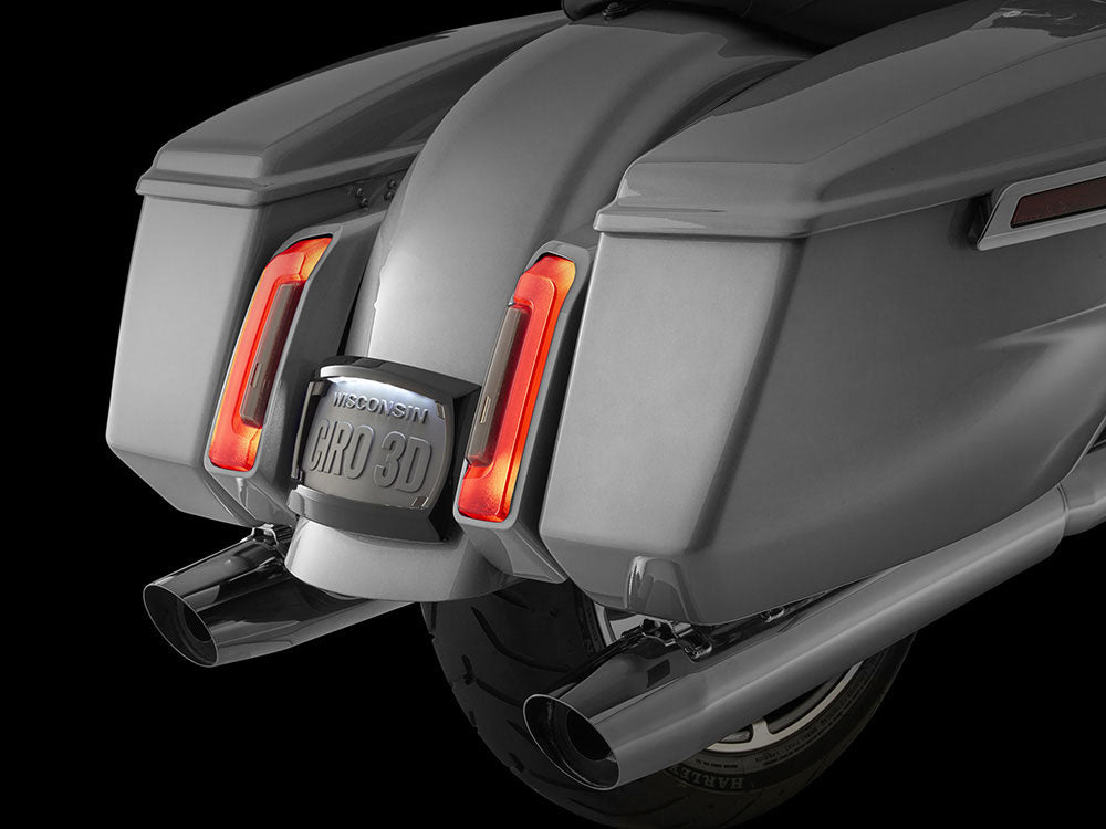 Ciro3D CIR-40520 Curved Number Plate Frame w/Number Plate Light Only Gloss Black for CVO Touring 23-Up/Street Glide/Road Glide 24-Up