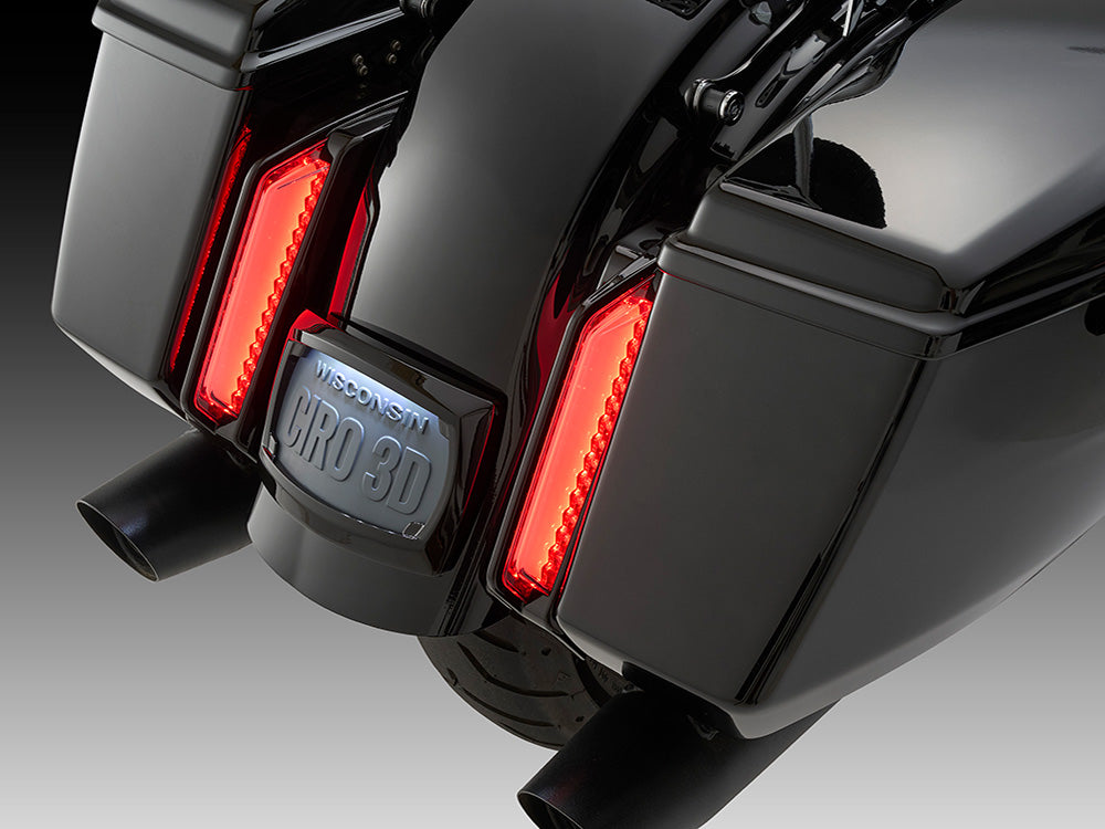 Ciro3D CIR-42051 LED Fascia Filler Panel Lights w/Red Run & Brake w/Amber Turn & Black Housing for Harley-Davidson CVO Touring 23-Up/Street Glide/Road Glide/Touring 24-Up Models