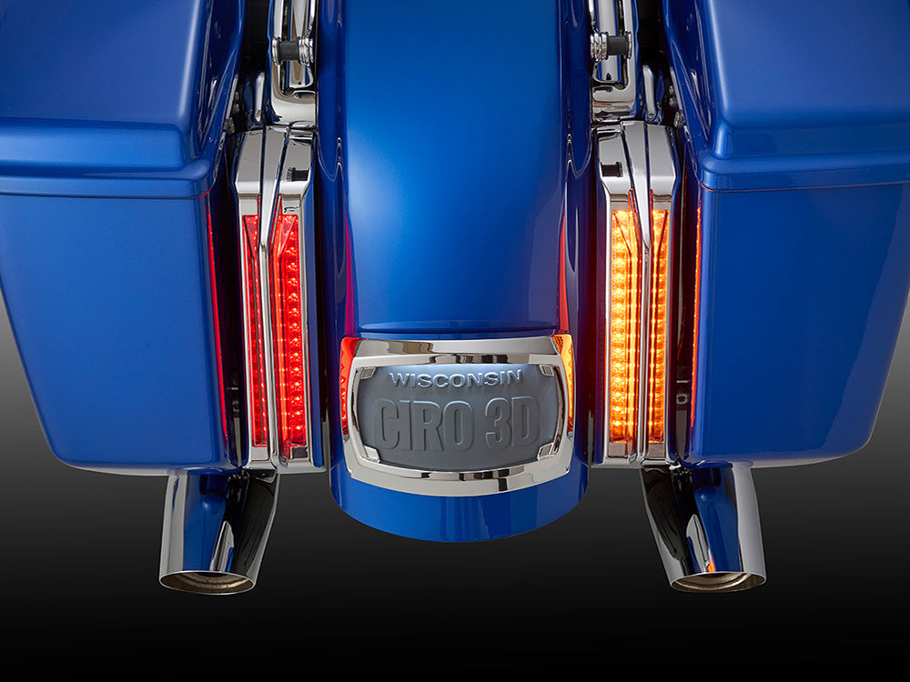 Ciro3D CIR-42051 LED Fascia Filler Panel Lights w/Red Run & Brake w/Amber Turn & Black Housing for Harley-Davidson CVO Touring 23-Up/Street Glide/Road Glide/Touring 24-Up Models