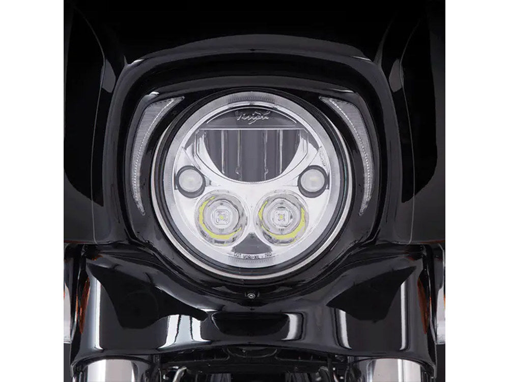 Ciro3D CIR-45201 Fang LED Headlight Bezel w/White Running Lights Black for Touring 14-23