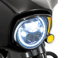 Ciro3D CIR-45206 Fang LED Headlight Bezel w/Amber Turn Signals & White Running Lights Black for Touring 14-23