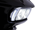 Ciro3D CIR-45250 Fang LED Headlight Bezel Vent Inserts w/Amber & White LEDs Chrome for Road Glide 15-23