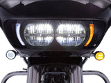 Ciro3D CIR-45250 Fang LED Headlight Bezel Vent Inserts w/Amber & White LEDs Chrome for Road Glide 15-23