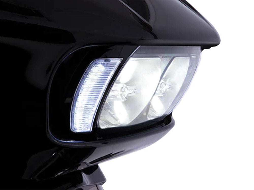 Ciro3D CIR-45251 Fang LED Headlight Bezel Vent Inserts w/Amber & White LEDs Black for Road Glide 15-23