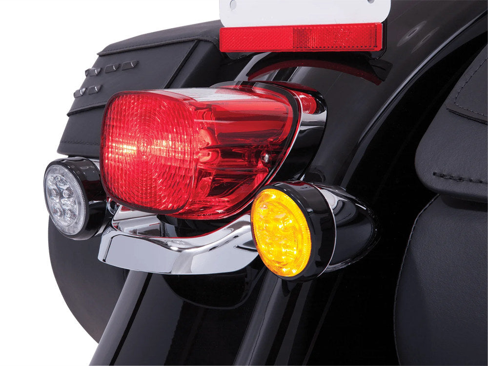 Ciro3D CIR-45520 Fang LED Amber Turn Signal Inserts w/Clear Lenses & Black Bezel for Front & Rear on most 02-Up Models w/OEM Bullet Style Indicators