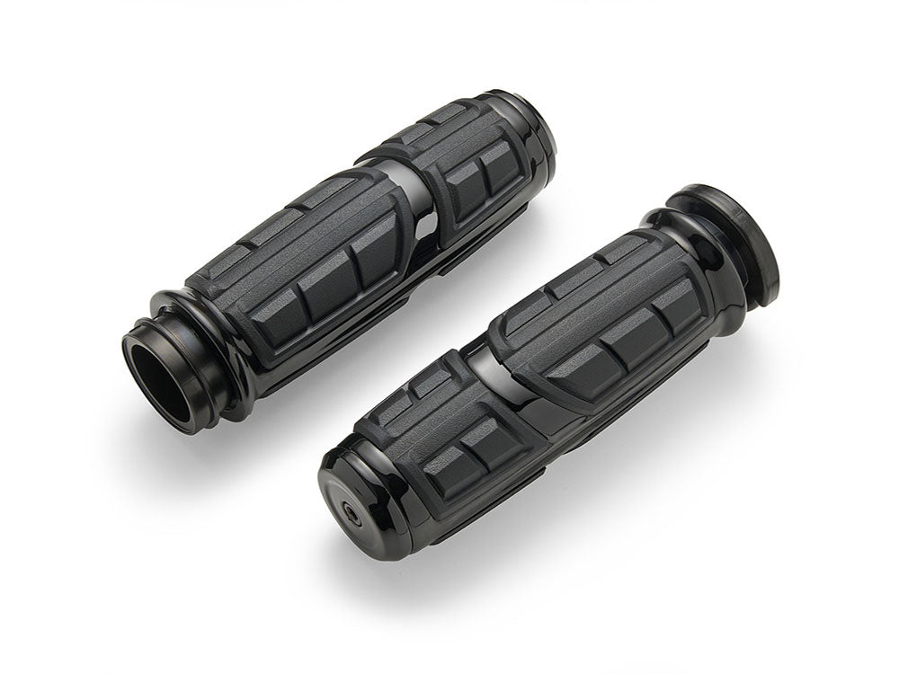 Ciro3D CIR-54021 Chicane Handgrips Black for most Big Twin 08-Up w/Throttle-by-Wire