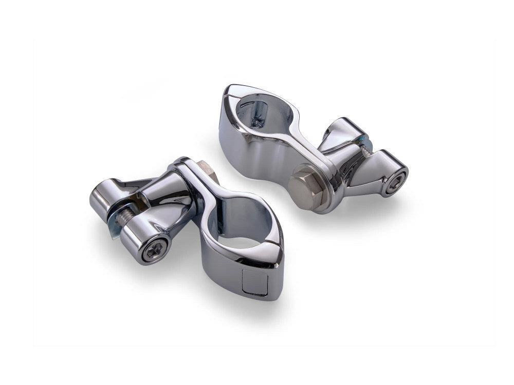 Ciro3D CIR-60002 Footpeg Mounts w/1-1/4" Hingeless Clamps Chrome