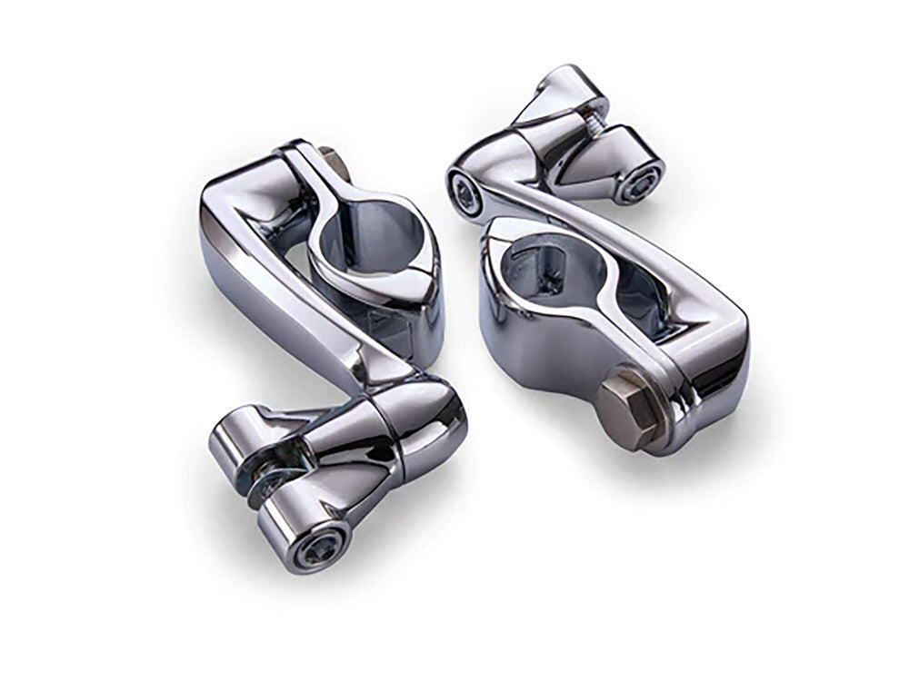 Ciro3D CIR-60004 4" Offset Footpeg Mounts w/1-1/4" Hingeless Clamps Chrome