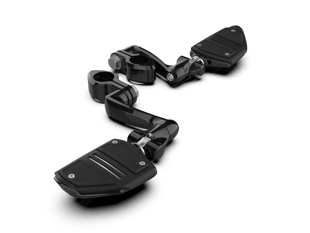 Ciro3D CIR-60525 Twin Rail Footpegs w/4" Offset Footpeg Mounts w/1-1/4" Hingeless Clamps Black