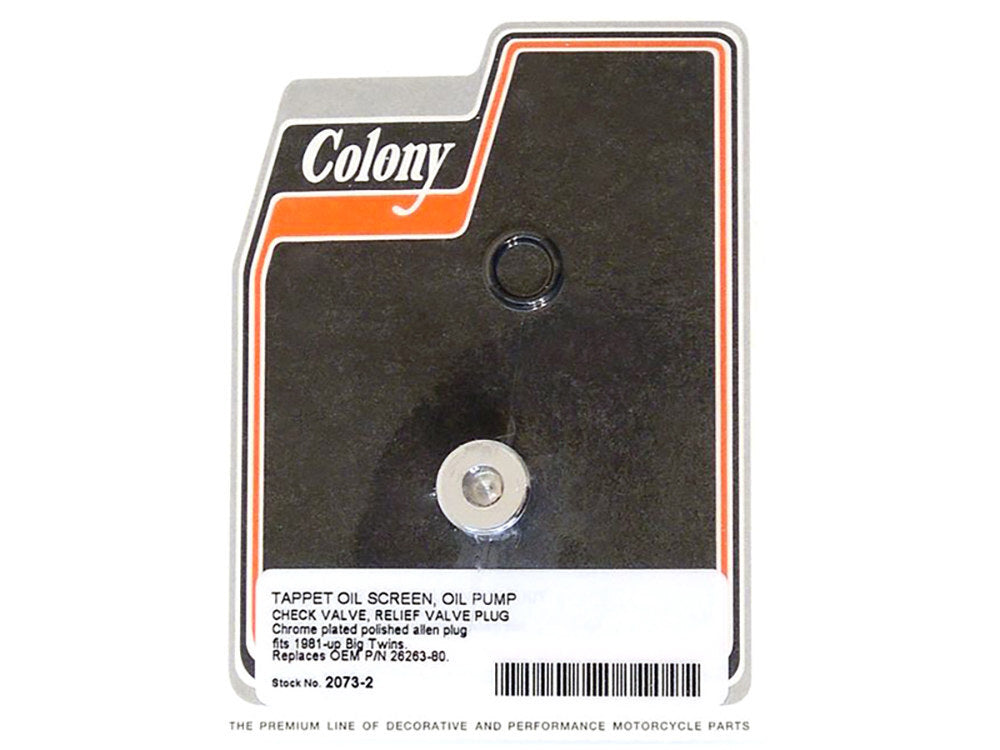 Colony Machine CM-2073-2 Allen Head Oil Pump Plug Chrome for Big Twin 81-99