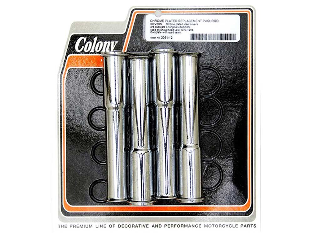 Colony Machine CM-2091-12 Lower Pushrod Covers Chrome for Big Twin Late 79-84 Shovel