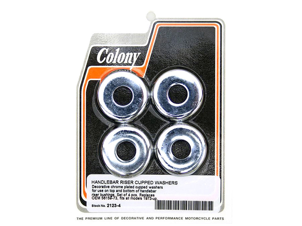 Colony Machine CM-2123-4 Handle Bar Riser Washers Chrome for Big Twin 73-Up/Sportster 73-21