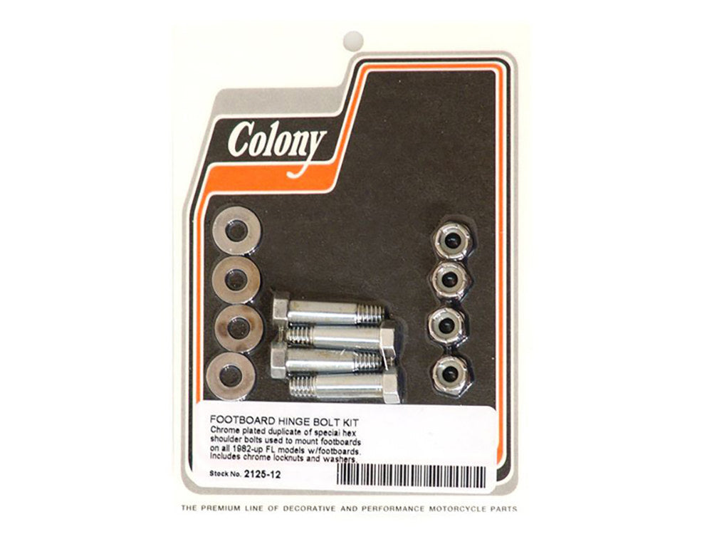 Colony Machine CM-2125-12 Floorboard Hinge Bolts Chrome for FL 82-Up w/Floorboards