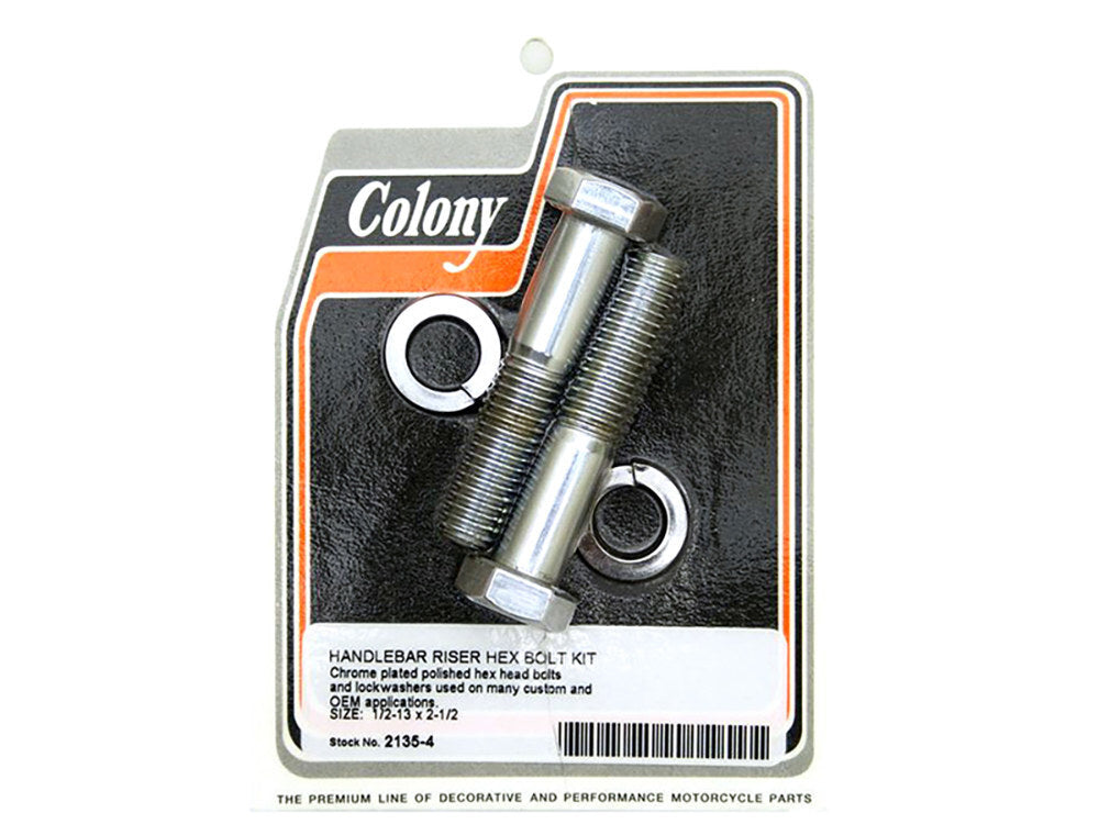 Colony Machine CM-2135-4 Hex Head 1/2-13 x 2-1/2" Riser Bolts Chrome