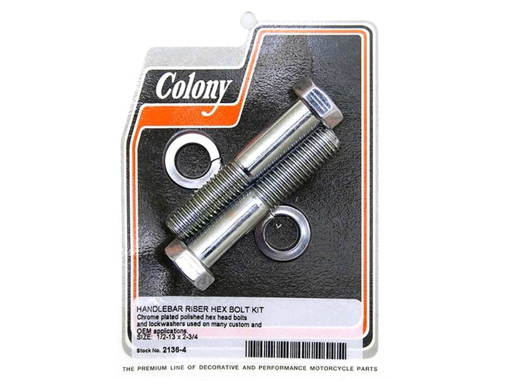 Colony Machine CM-2136-4 Hex Head 1/2-13 x 2-3/4" Riser Bolts Chrome