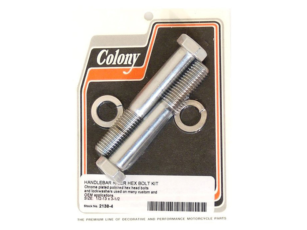 Colony Machine CM-2138-4 Hex Head 1/2-13 x 3.5" Riser Bolts Chrome