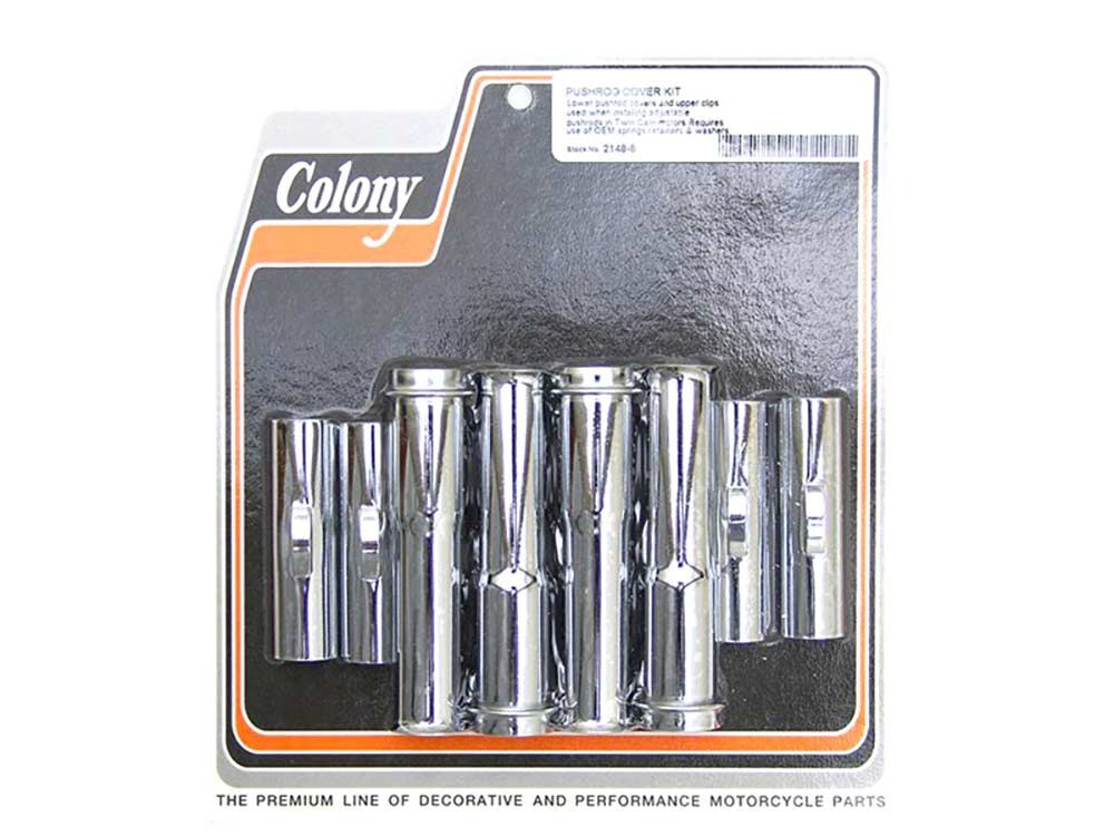 Colony Machine CM-2148-8 Pushrod Covers Chrome for Twin Cam 99-17