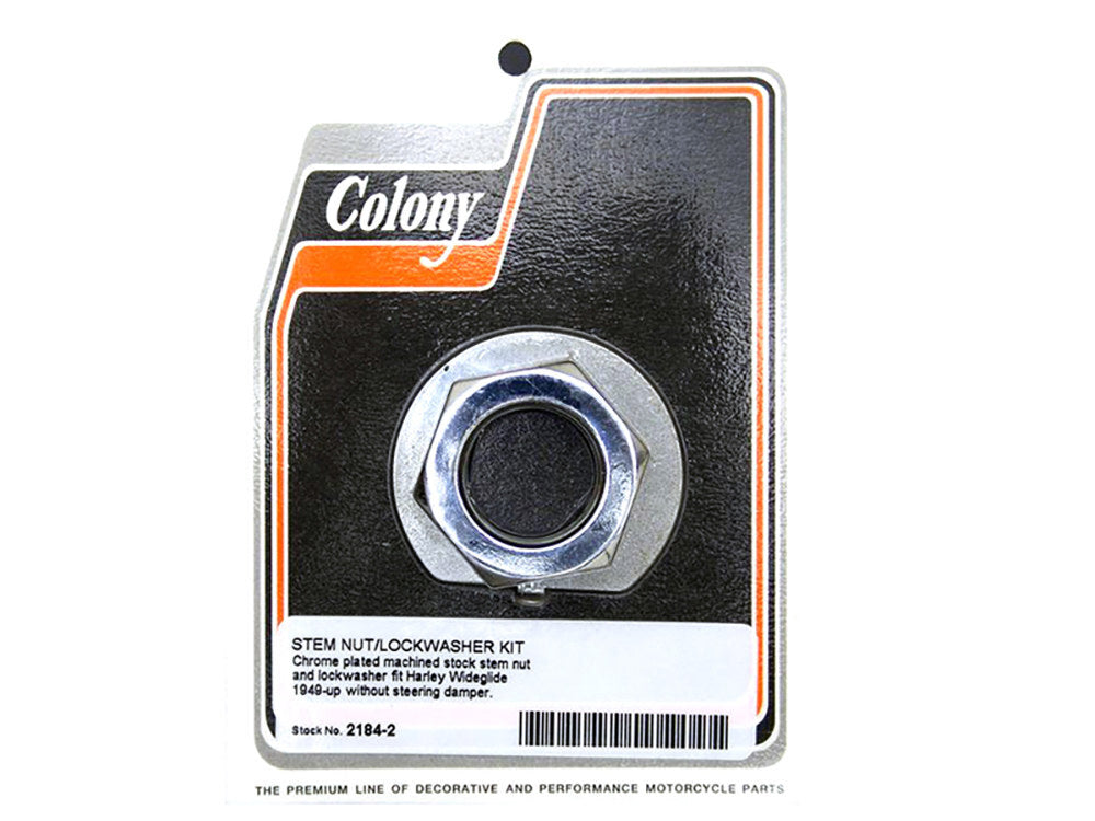 Colony Machine CM-2184-2 Stem Nut & Lock Washer Chrome for Wide Glide 49-Up