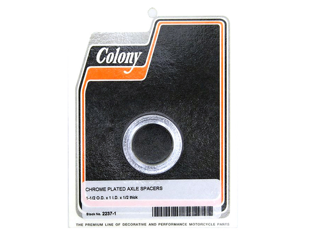 Colony Machine CM-2237-1 1/2" Thick x 1" Inside Diameter Axle Spacer Chrome